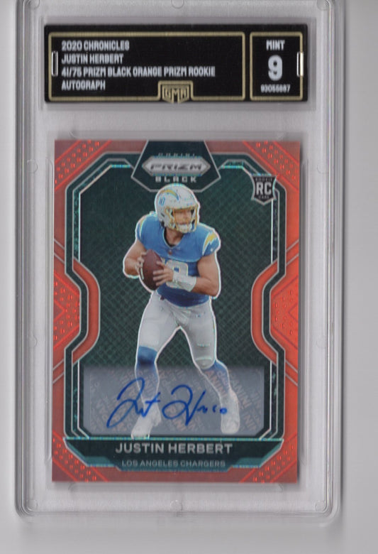 2020 Chronicles "Justin Herbert" 41/75 prizm black, orange Rookie autograph