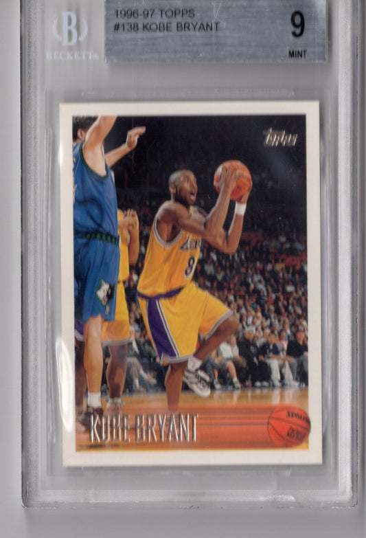 1996 topps "kobe bryant" rookie card bgs 9 mint subs 9,9.5,9,9.