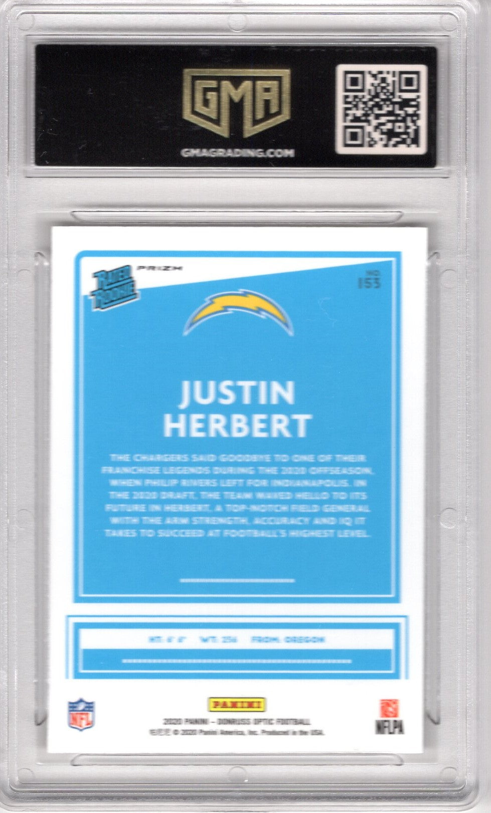 2020 DONRUSS OPTIC JUSTIN HERBERT #153 RATED ROOKIE SILVER PRIZM