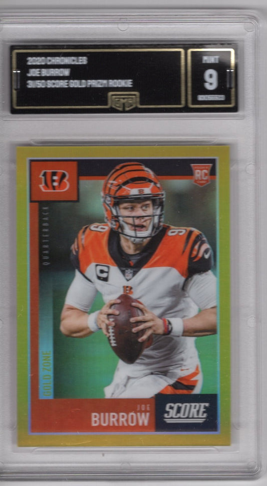 2020 CHRONICLES SCORE JOE BURROW GOLD PRIZM ROOKIE 31/50 #441