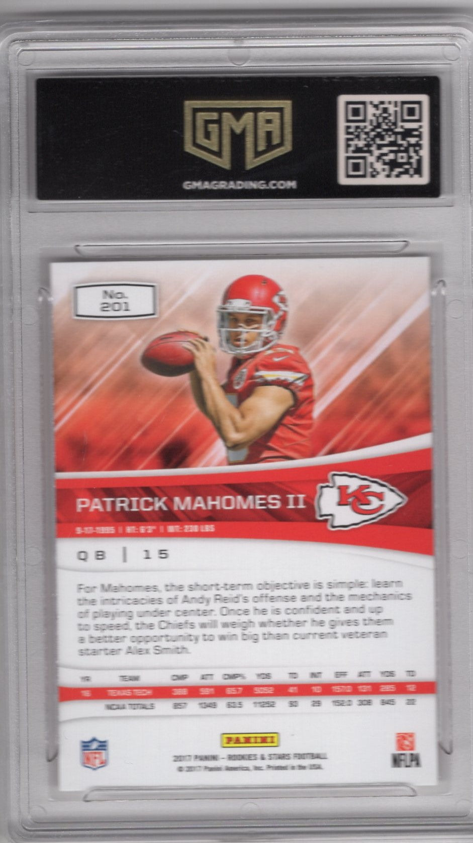 2017 ROOKIES AND STARS PATRICK MAHOMES II #201 ROOKIE CARD GEM MINT 10