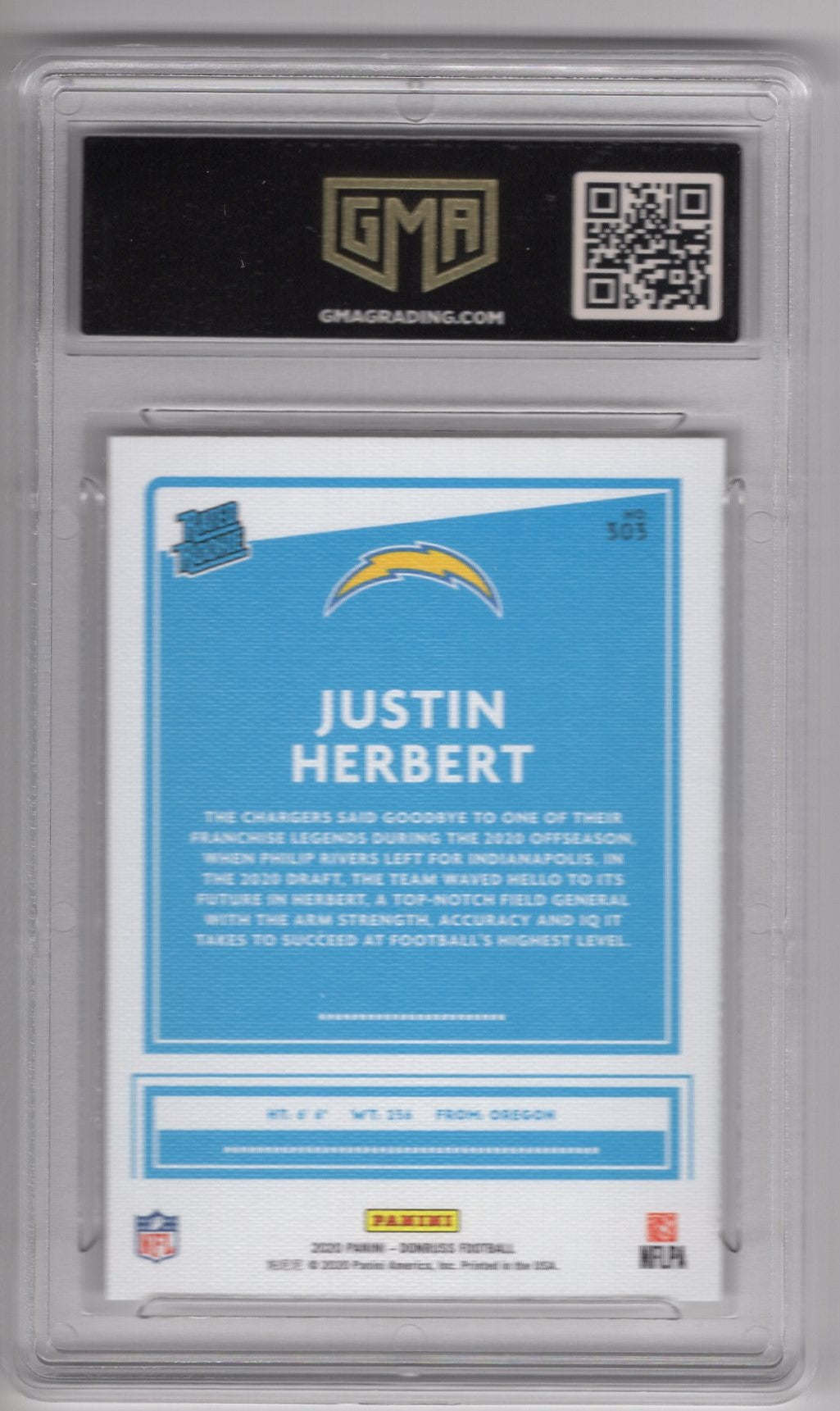 2020 DONRUSS JUSTIN HERBERT #303 RATED ROOKIE CANVAS GEM MINT 10