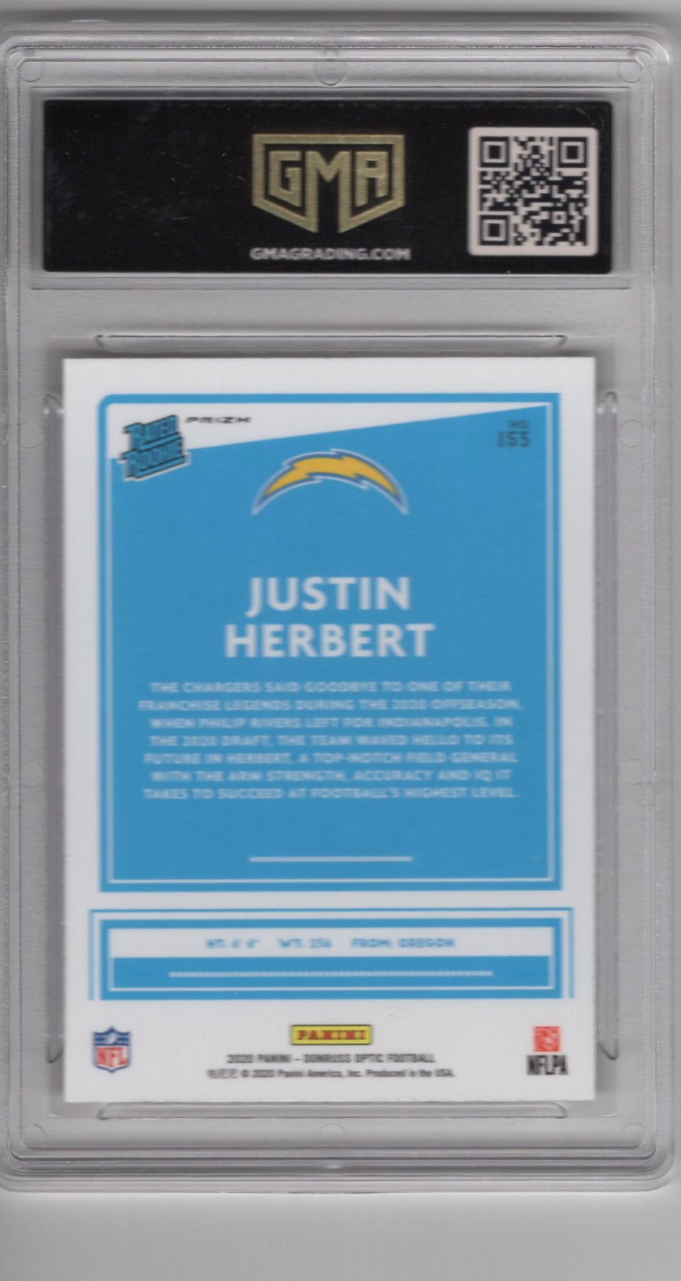 2020 DONRUSS OPTIC JUSTIN HERBERT #153 RATED ROOKIE SILVER PRIZM MINT 9.