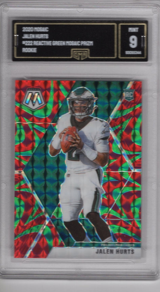 2020 MOSAIC JALEN HURTS #222 REACTIVE GREEN MOSAIC PRIZM ROOKIE