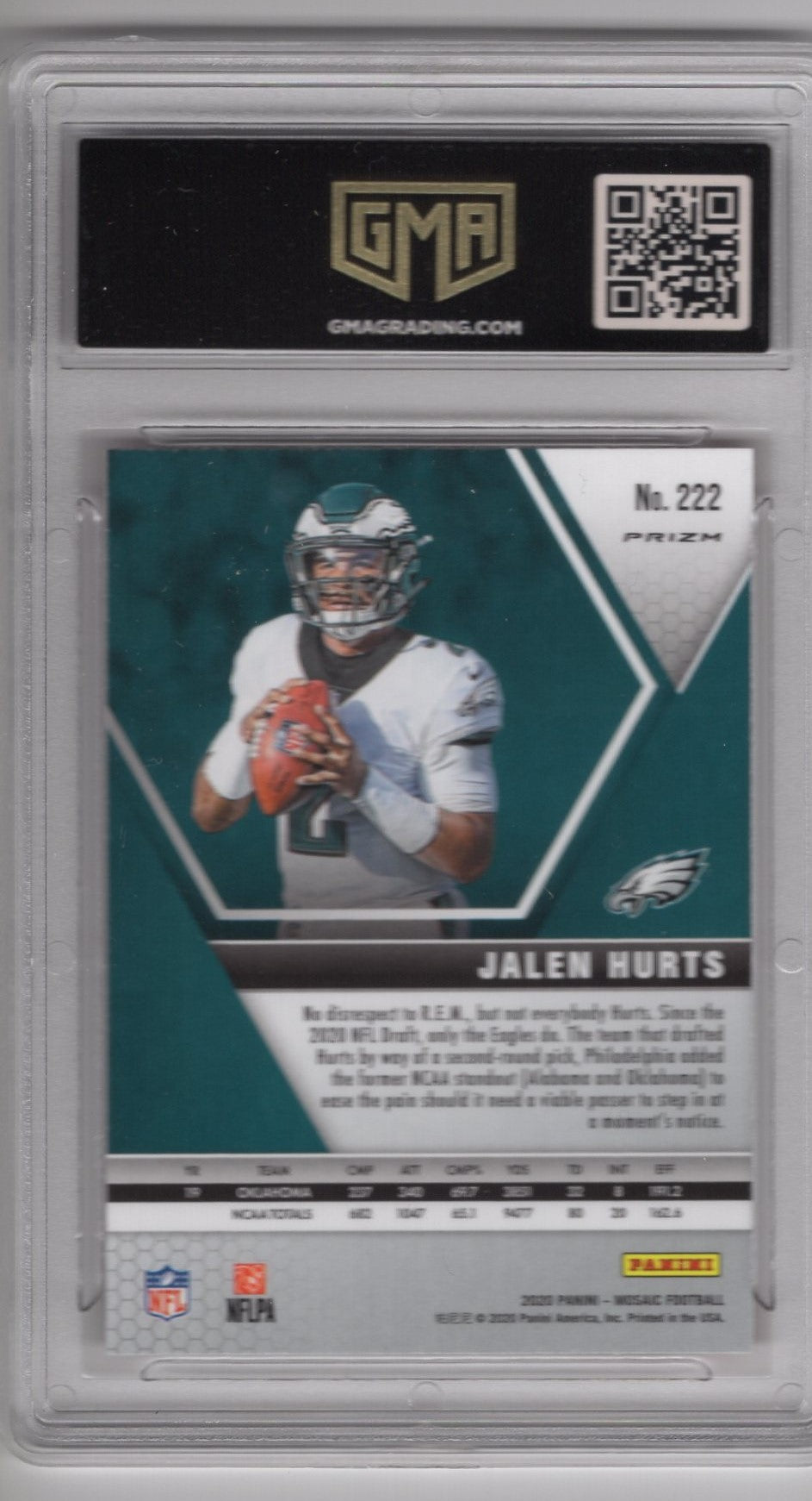 2020 MOSAIC JALEN HURTS #222 REACTIVE GREEN MOSAIC PRIZM ROOKIE