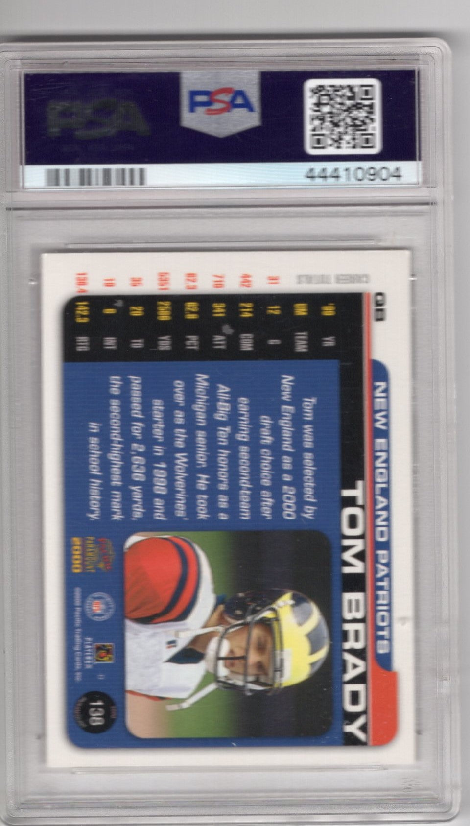 2000 PACIFIC PARAMOUNT TOM BRADY ROOKIE CARD PSA 7 NM #138