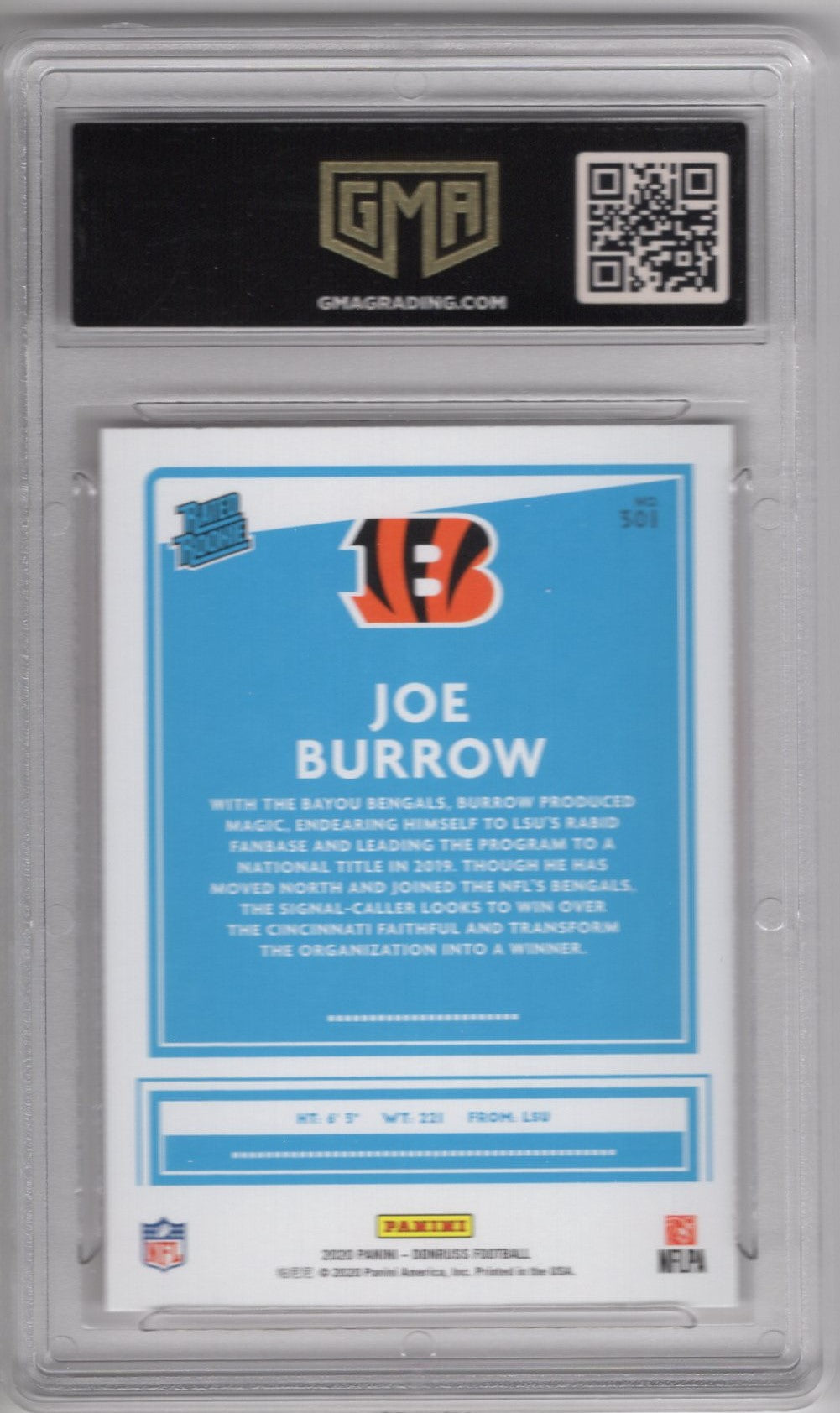 2020 DONRUSS JOE BURROW #301 RATED ROOKIE GEM MINT 10