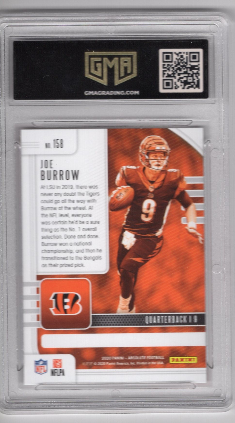 2020 ABSOLUTE FOOTBALL JOE BURROW #158 GEM MINT 10