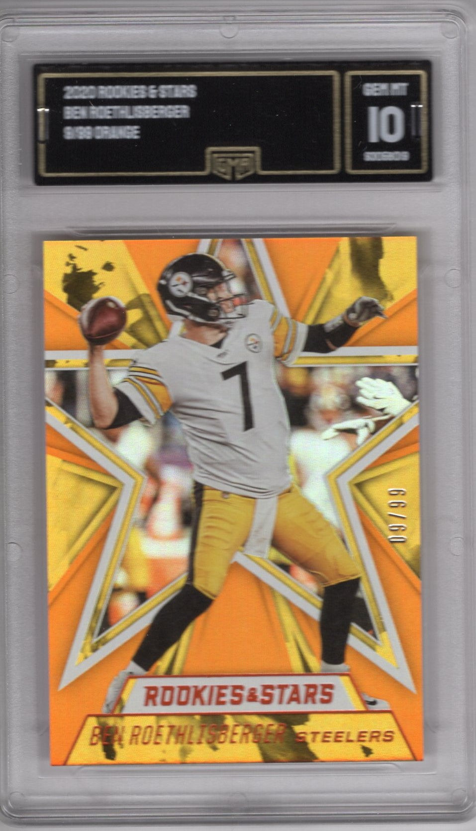 2020 ROOKIES AND STARS "BIG" BEN ROETHLISBERGER TEAM COLOR MATCH YELLOW AND ORANGE 09/99