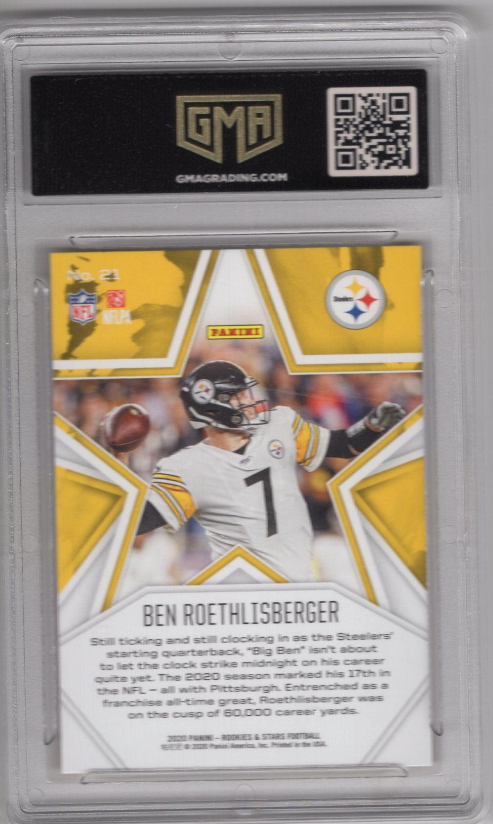 2020 ROOKIES AND STARS "BIG" BEN ROETHLISBERGER TEAM COLOR MATCH YELLOW AND ORANGE 09/99