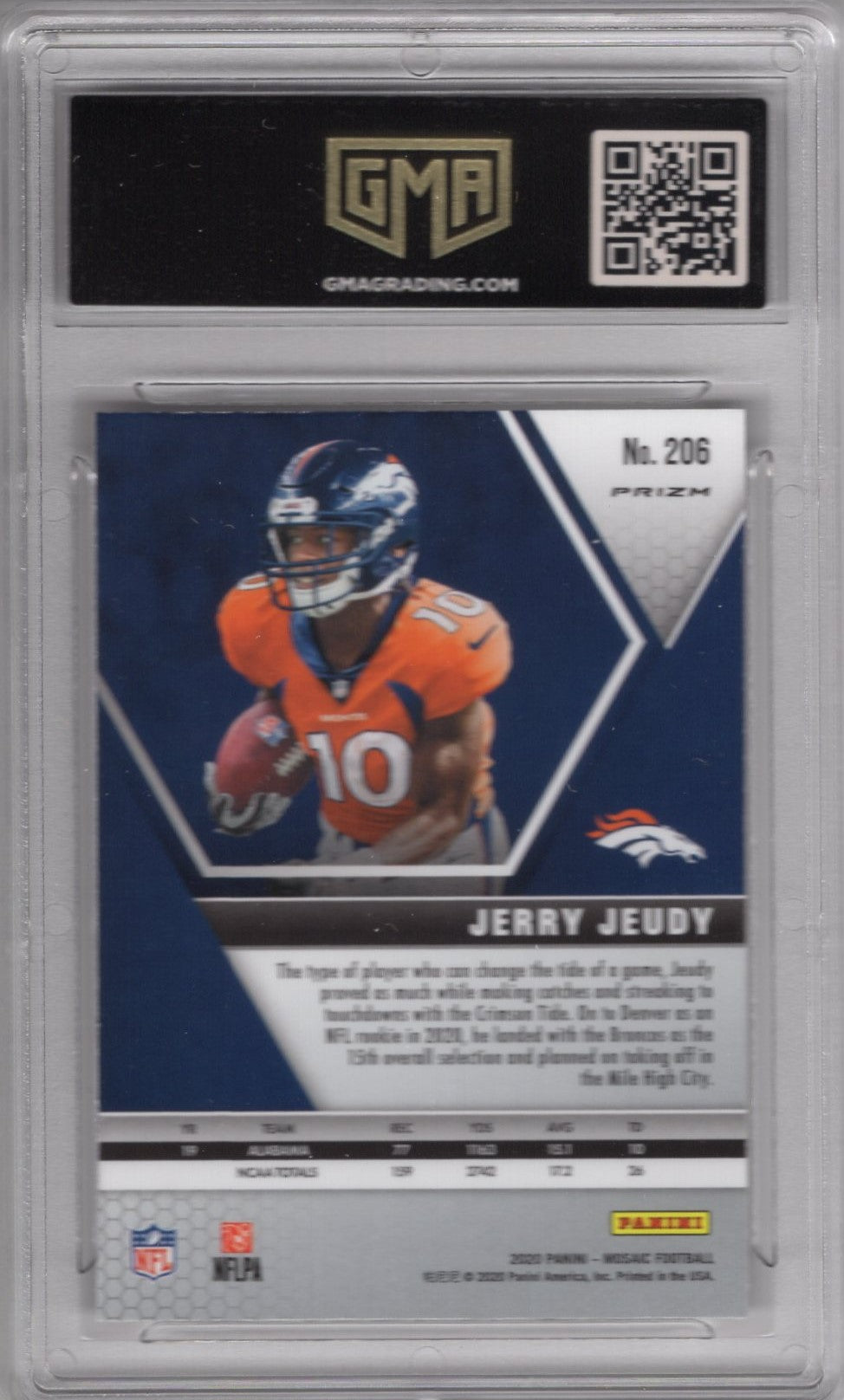 2020 MOSAIC JERRY JEUDY #206 SILVER PRIZM ROOKIE GEM MINT 10