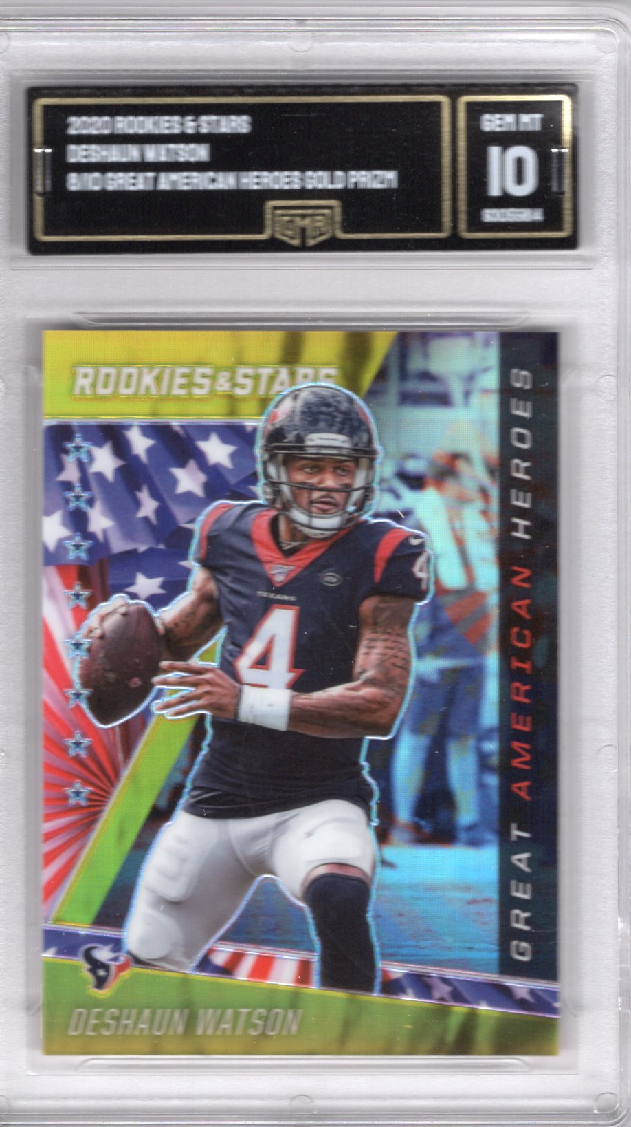 2020 ROOKIES AND STARS DESHAUN WATSON GREAT AMERICAN HEROES GOLD PRIZM 8/10 GEM MINT 10