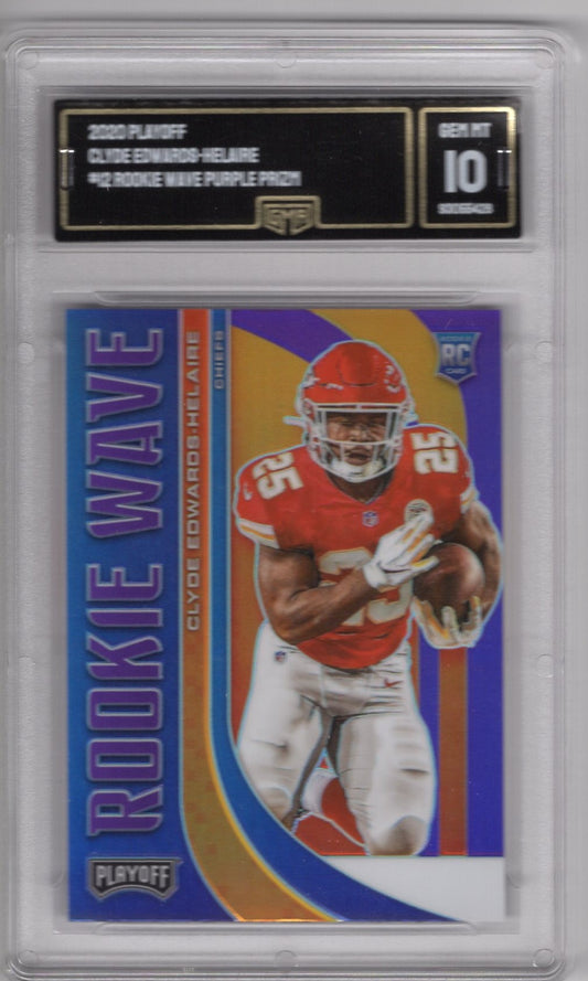 2020 PLAYOFF CLYDE EDWARDS HELAIRE ROOKIE WAVE PURPLE PRIZM #RW-12 GEM MINT 10