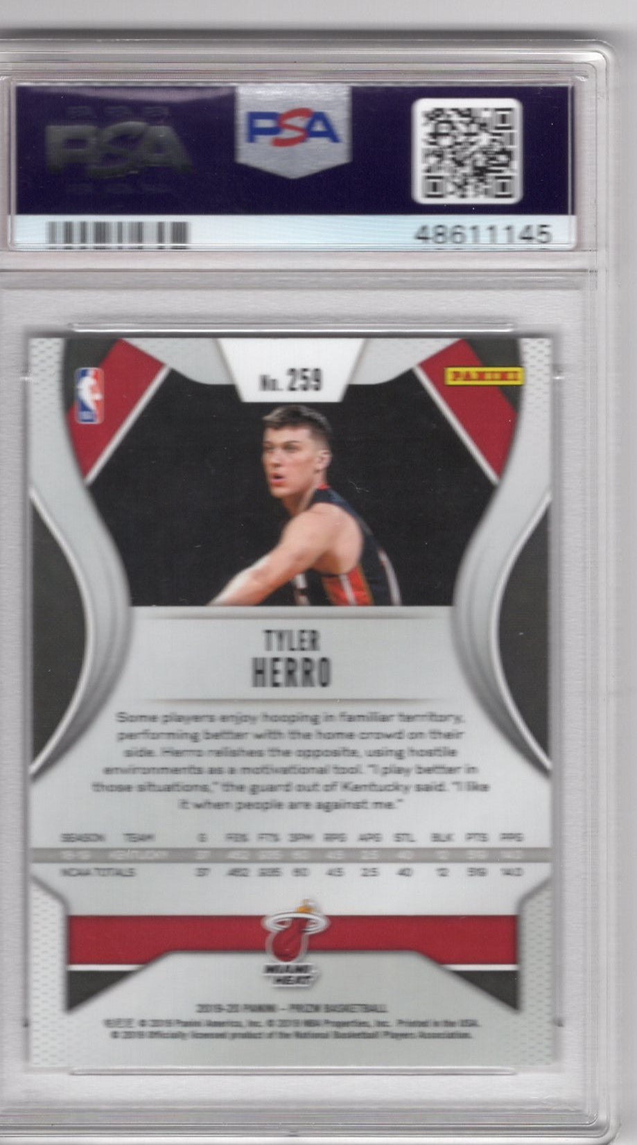 2019 PANINI PRIZM TYLER HERRO #259 PSA 9 MINT ROOKIE CARD