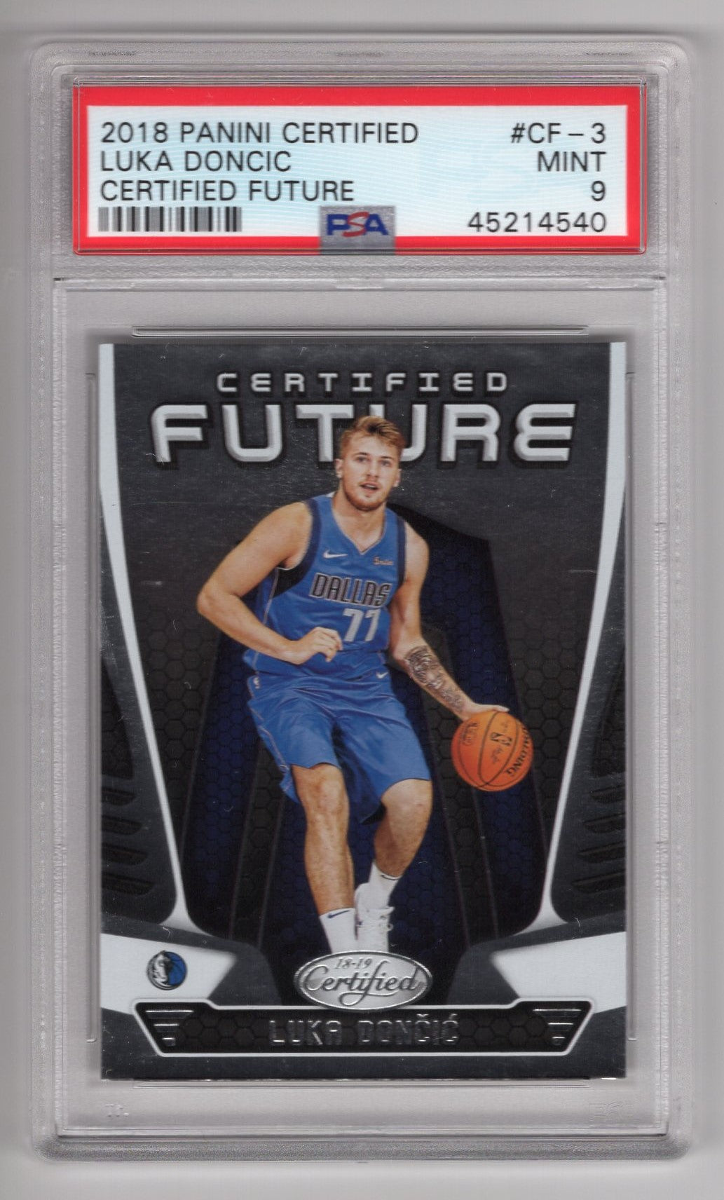 2018 PANINI CERTIFIED LUKA DONCIC ROOKIE CARD #CF-3 CERTIFIED FUTURE PSA 9