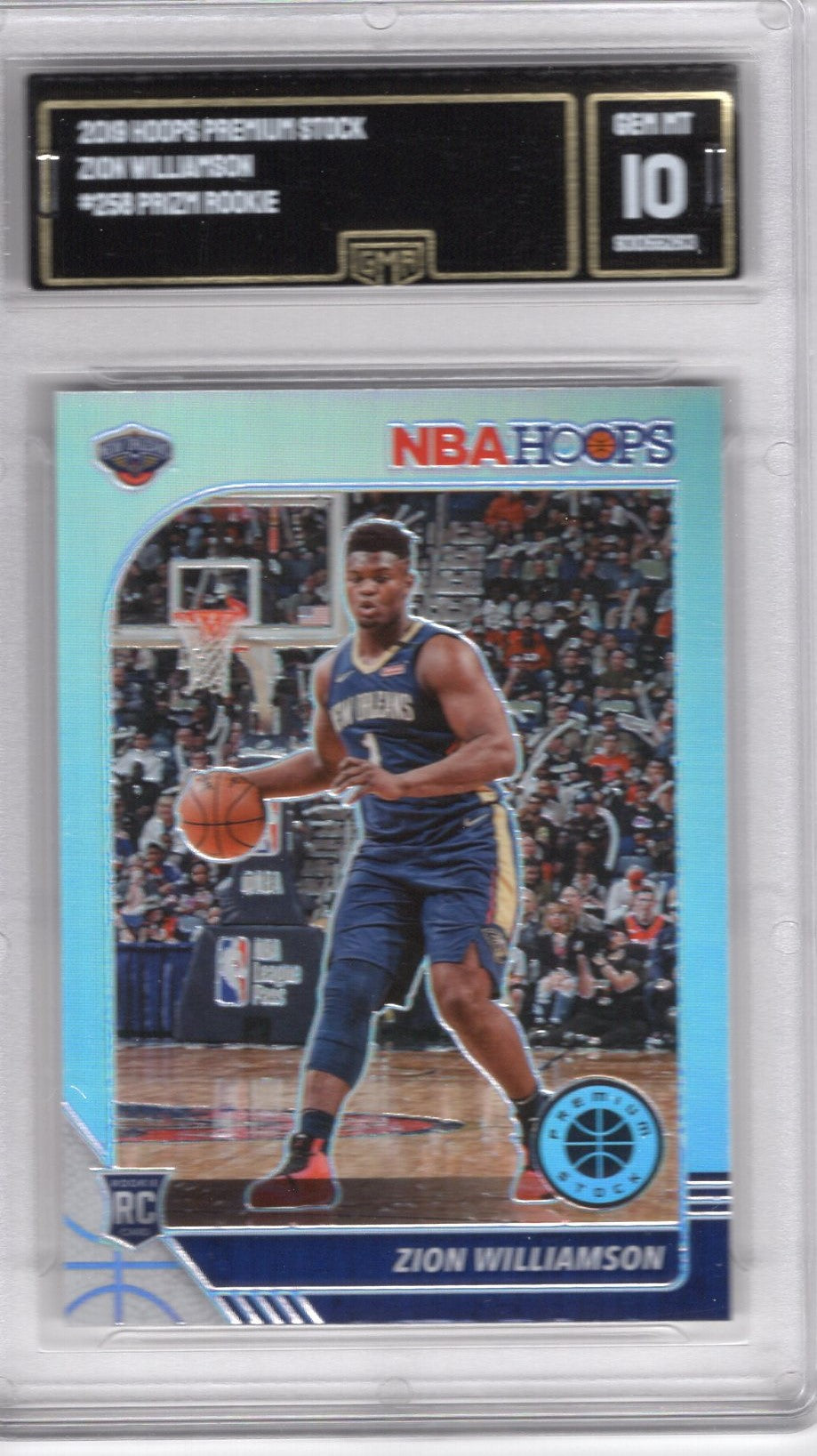 2019 NBA HOOPS ZION WILLIAMSON #258 SILVER PRIZM ROOKIE CARD