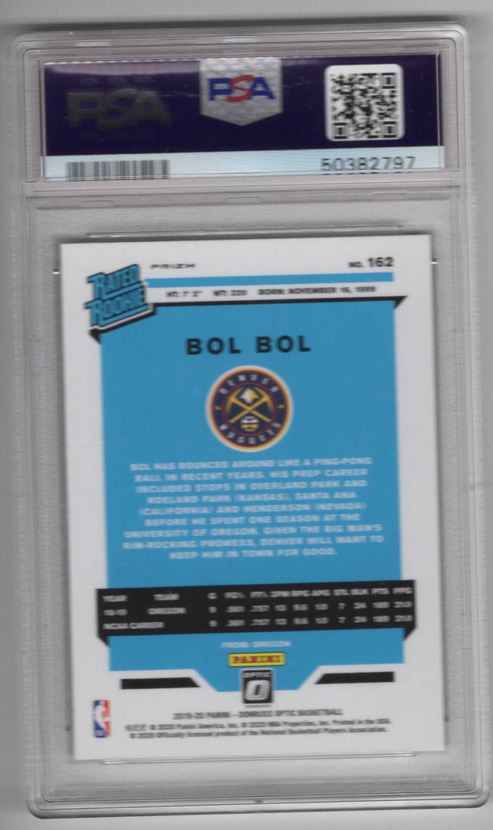 2019 PANINI OPTIC BOL BOL SILVER HOLO RATED ROOKIE #162 PSA 10