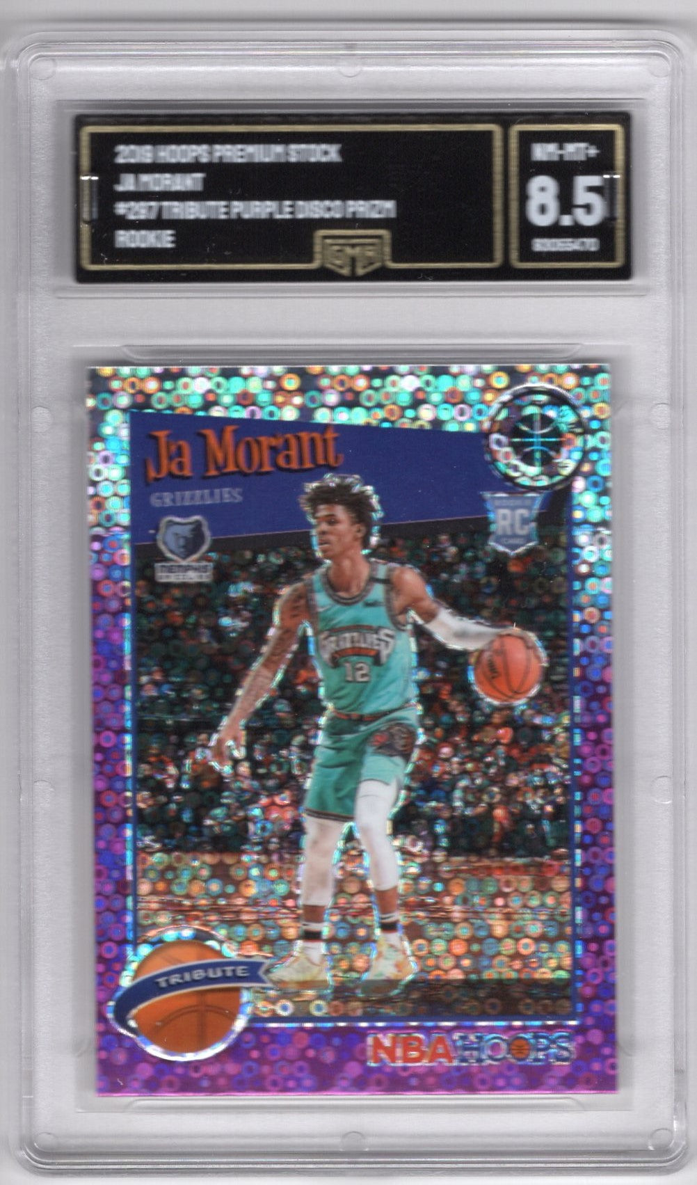 2019 NBA HOOPS JA MORANT #297 PURPLE DISCO PRIZM ROOKIE