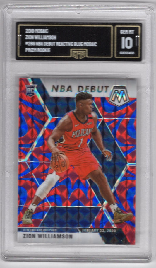 2019 MOSAIC ZION WILLIAMSON #269 NBA DEBUT REACTIVE BLUE PRIZM ROOKIE