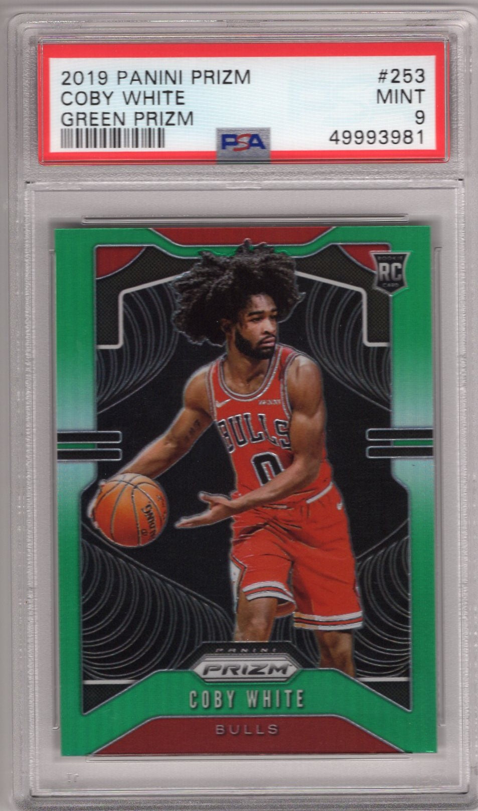 2019 PANINI PRIZM COBY WHITE GREEN PRIZM #253 PSA 9