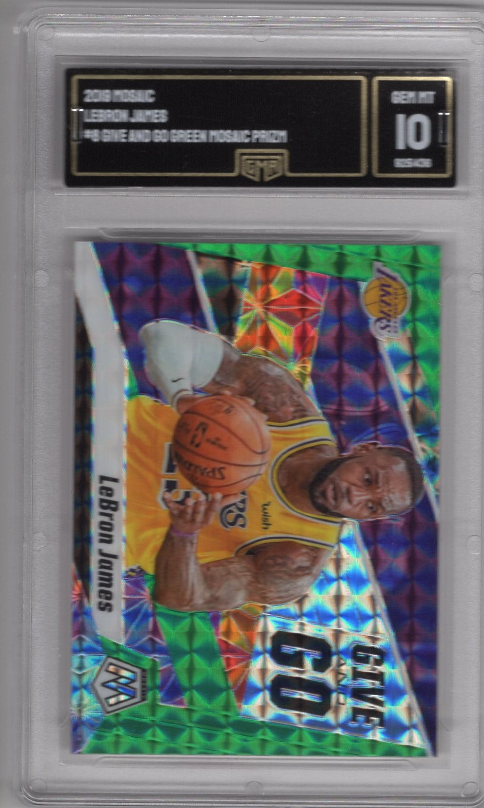 2019 PANINI MOSAIC LEBRON JAMES #8 GIVE AND GO GREEN MOSAIC PRIZM GEM MINT 10