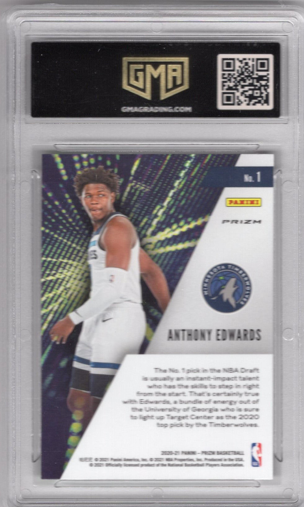 2020 PANINI PRIZM ANTHONY EDWARDS #1 INSTANT IMPACT GREEN ROOKIE PRIZM