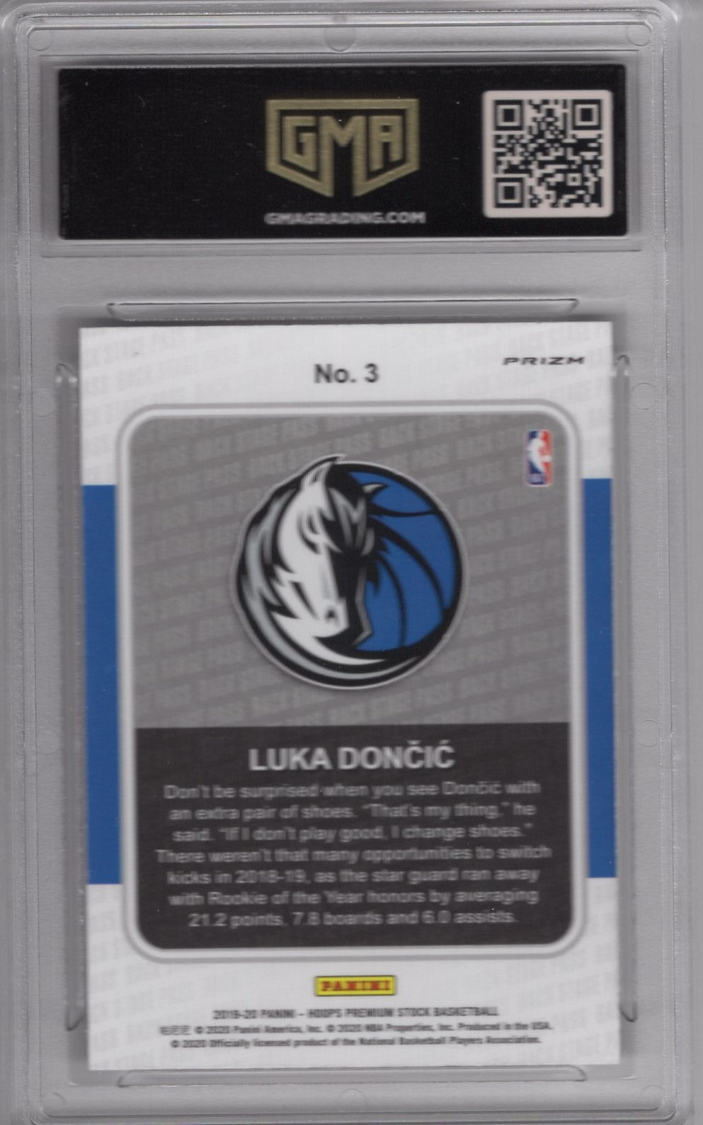 2019 NBA HOOPS PREMIUM STOCK LUKA DONCIC #3 BACK STAGE PASS SILVER PRIZM