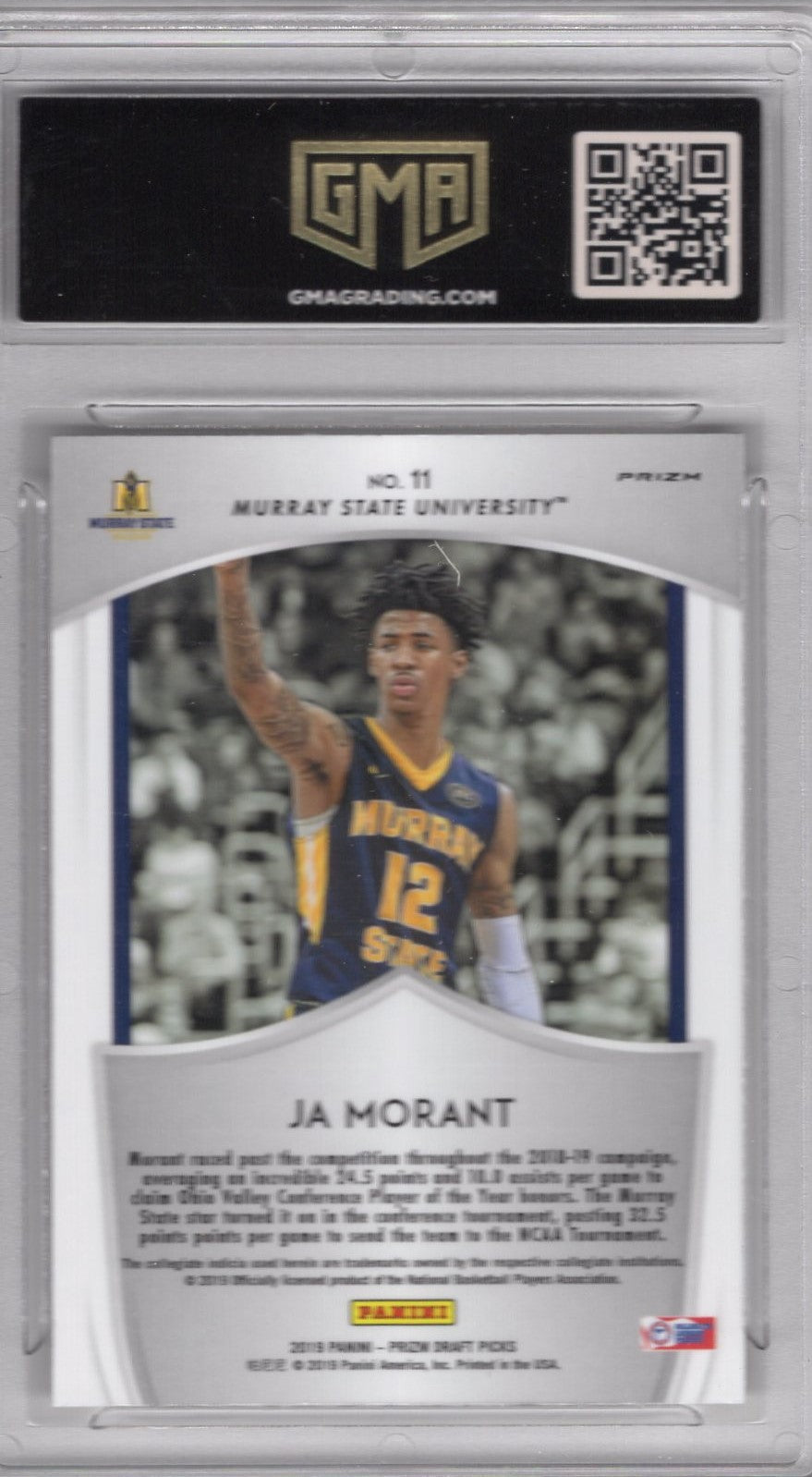 2019 PANINI PRIZM DRAFT PICKS JA MORANT #11 CRUSADE SILVER PRIZM ROOKIE CARD