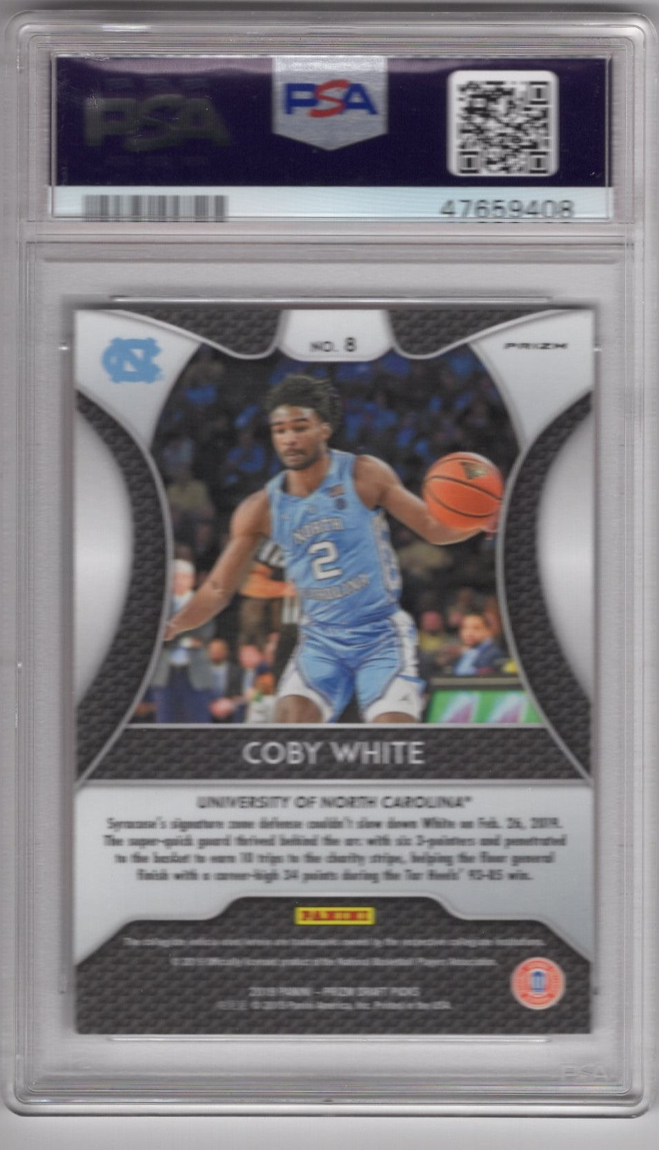 2019 PANINI PRIZM DRAFT PICKS COBY WHITE ORANGE PRIZM ROOKIE CARD PSA 9