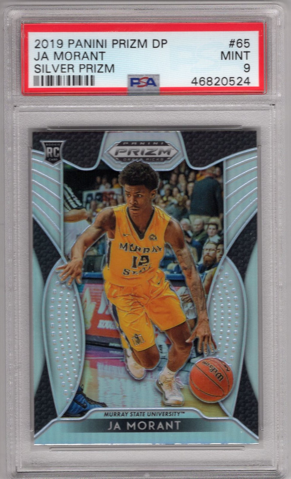 2019 PANINI PRIZM DRAFT PICKS JA MORANT SILVER PRIZM ROOKIE CARD #65 PSA 9