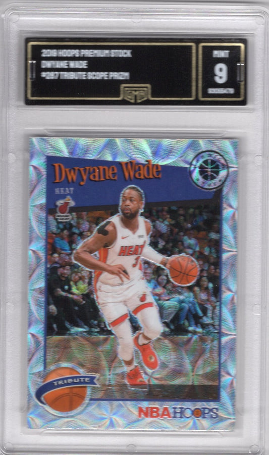 2019 NBA HOOPS PREMIUM STOCK DWAYNE WADE #287 TRIBUTE SCOPE PRIZM