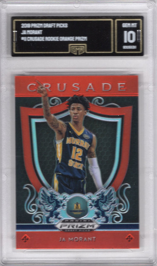 2019 PRIZM DRAFT PICKS JA MORANT #11 CRUSADE ORANGE PRIZM ROOKIE CARD GEM MINT 10