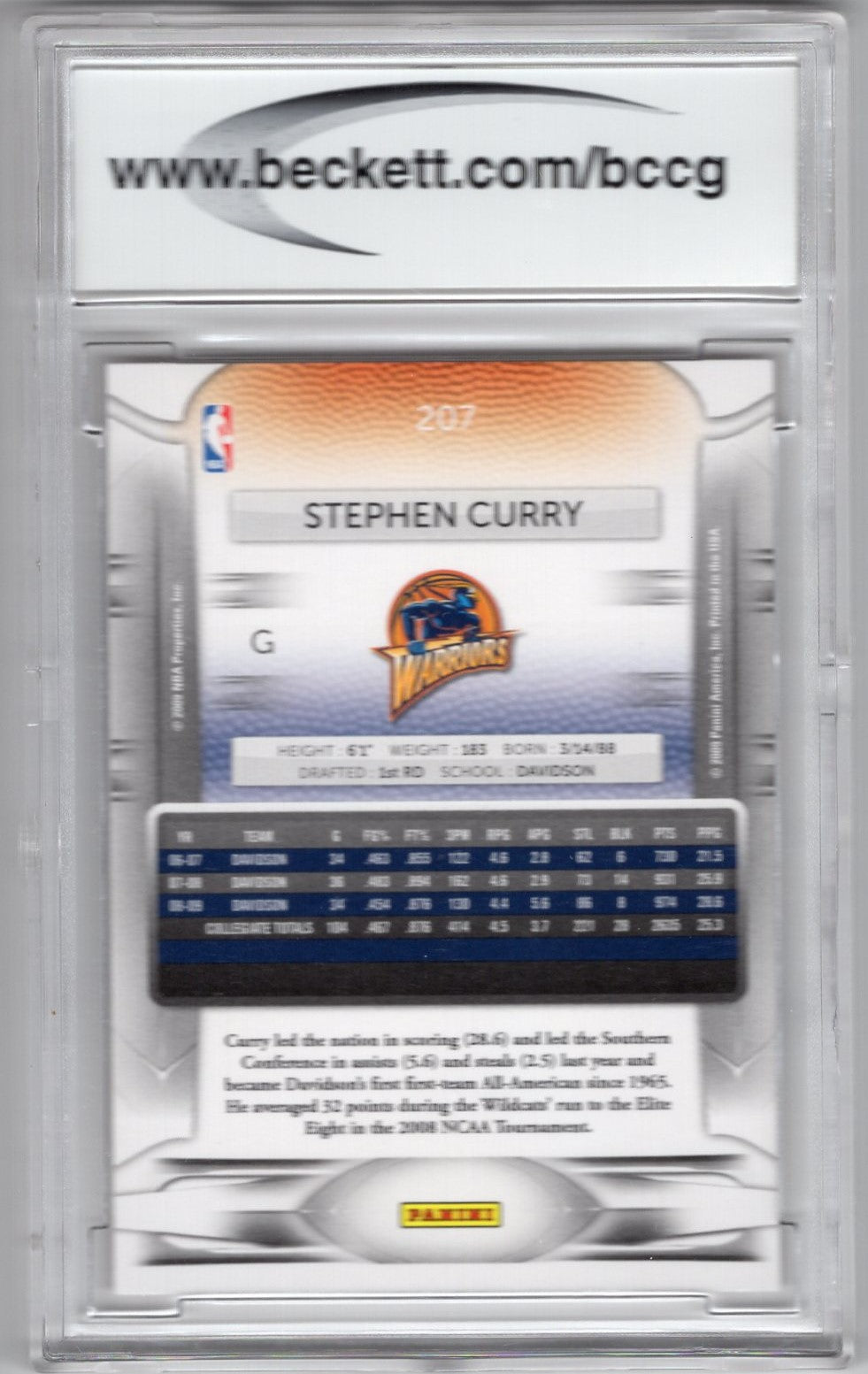 2009 PRESTIGE STEPHEN CURRY BCCG 10 MINT ROOKIE CARD