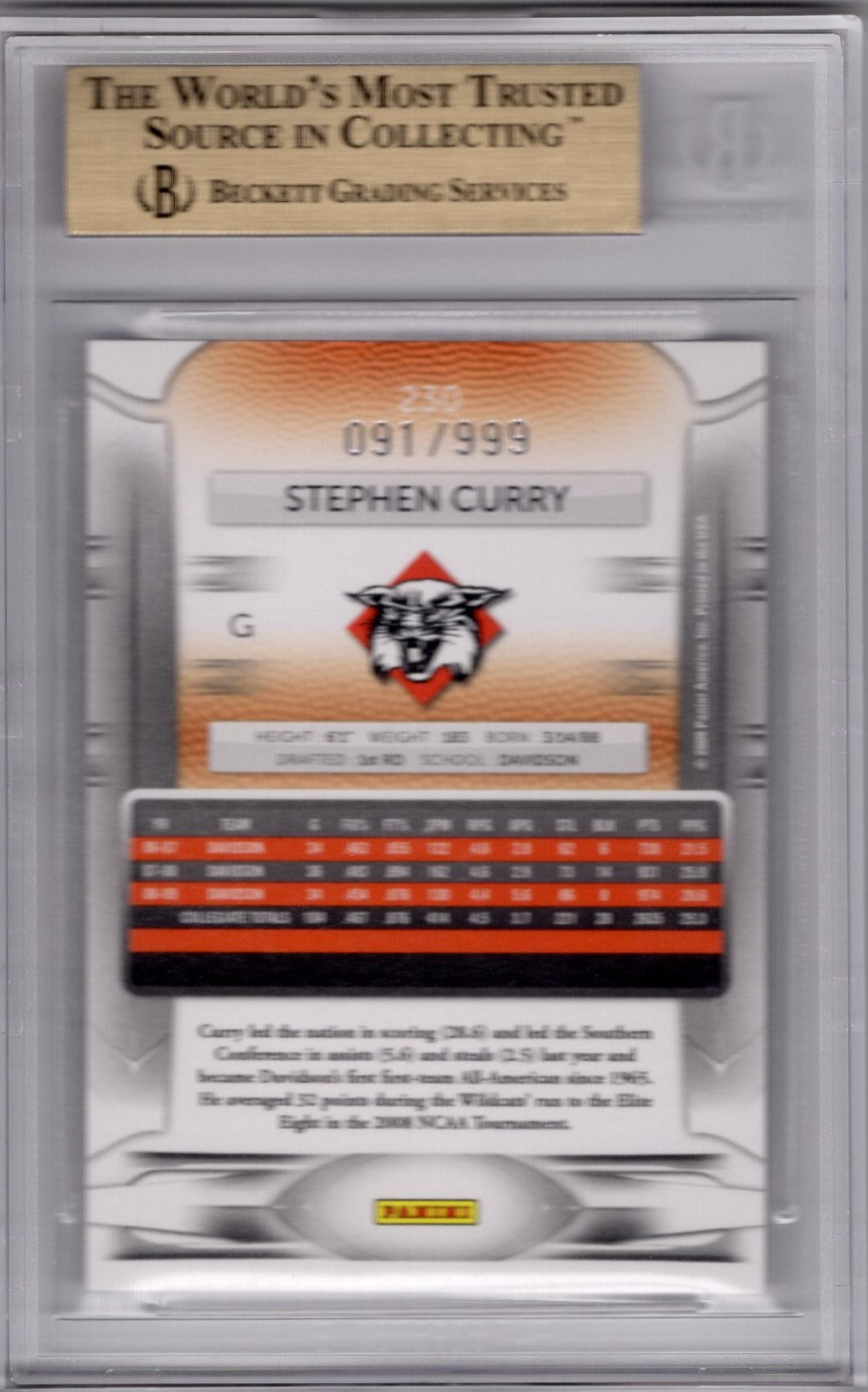 2009 PRESTIGE DRAFT PICKS LIGHT BLUE STEPHEN CURRY 091/999 SSP #230 BGS 9.5 (10,9.5,9.5,9)