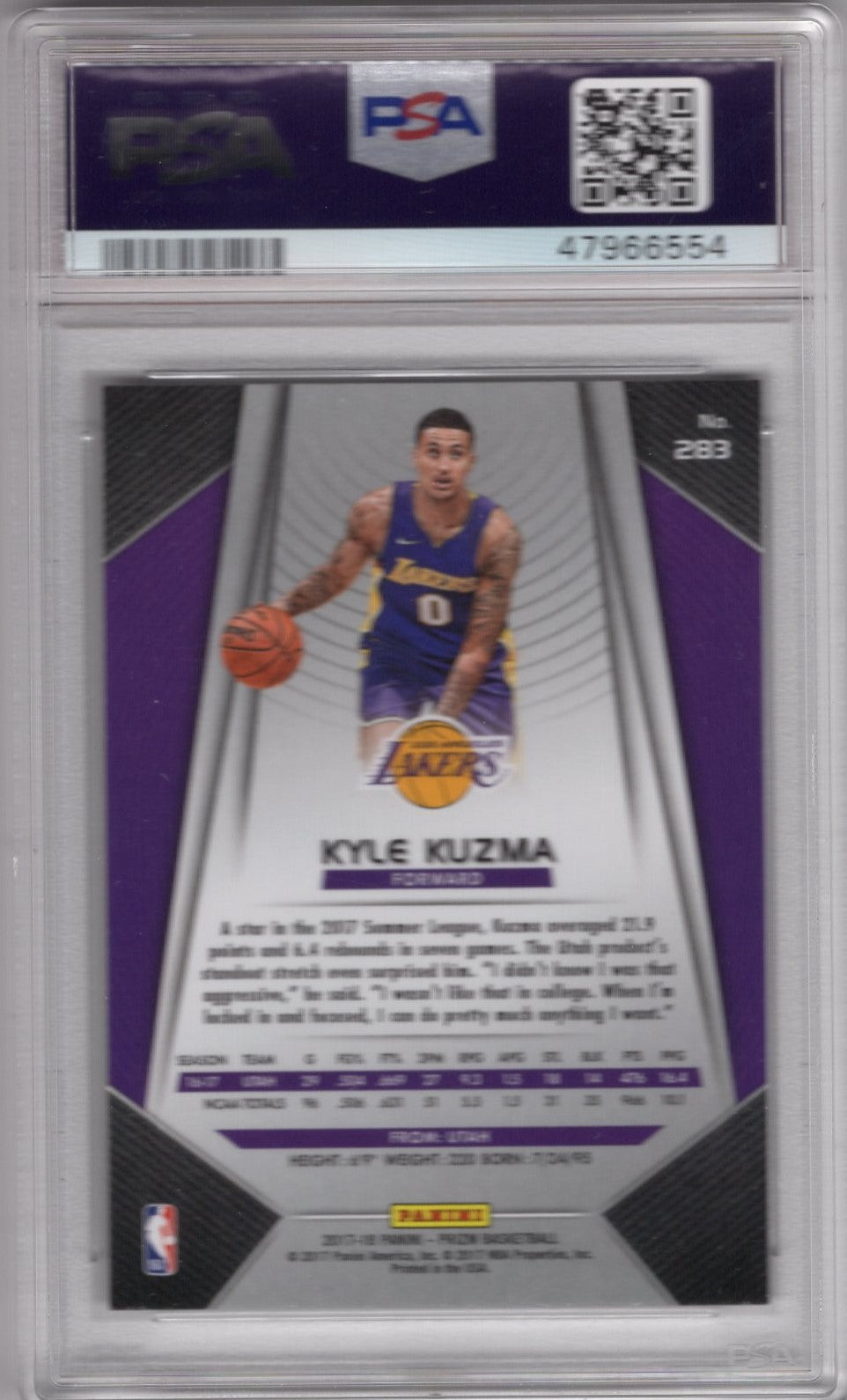 2017 PANINI PRIZM KYLE KUZMA #283 PSA 9 ROOKIE CARD