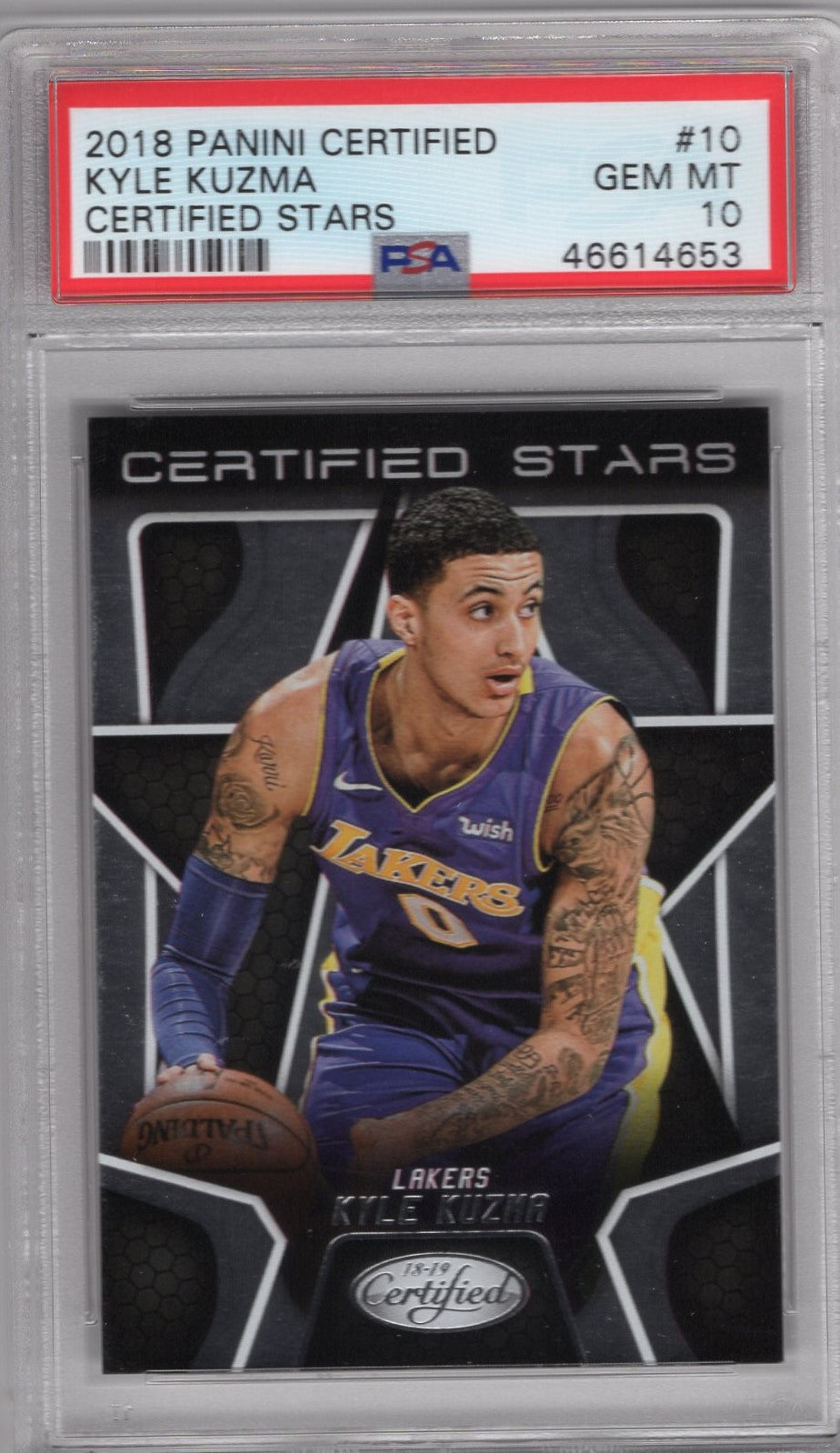 2018 PANINI CERTIFIED KYLE KUZMA CERTIFIED STARS #10 PSA 10