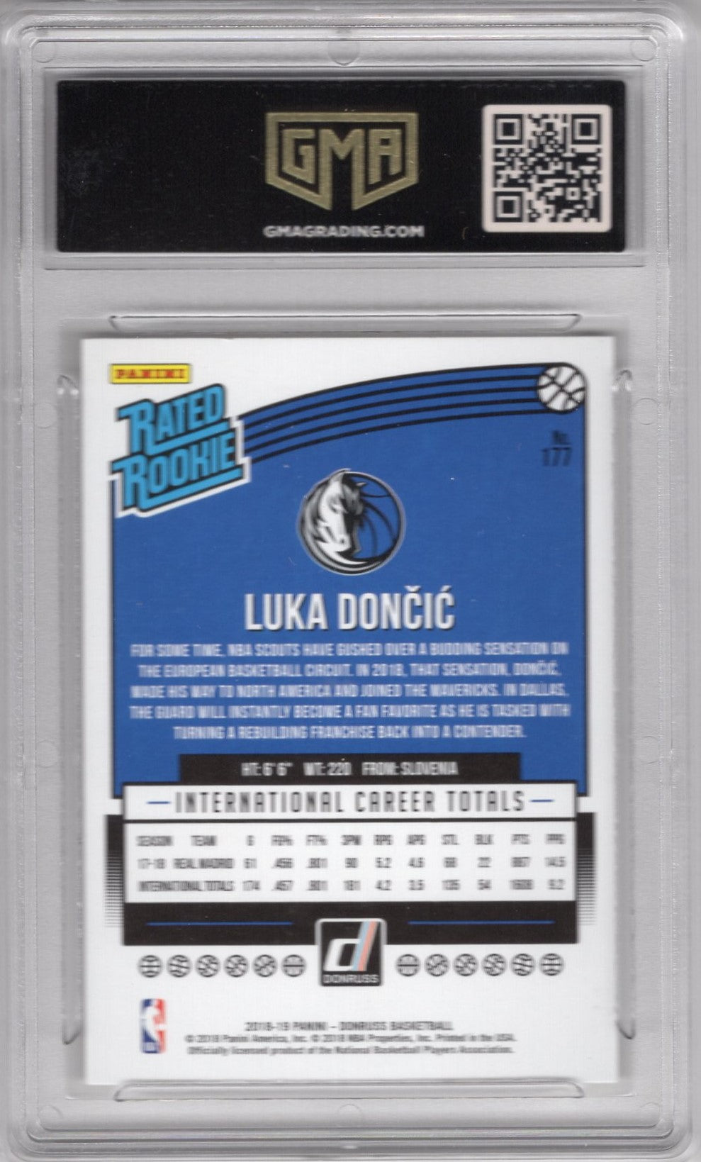 2018 DONRUSS RATED ROOKIE LUKA DONCIC #177 GEM MINT 10