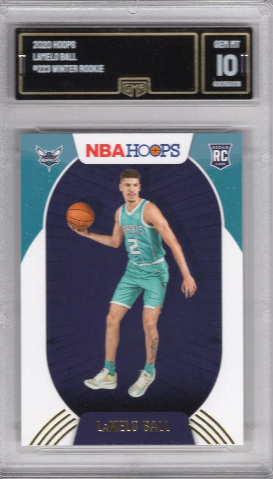 2020 NBA HOOPS LAMELO BALL #223 WINTER GOLD ROOKIE GEM MINT 10