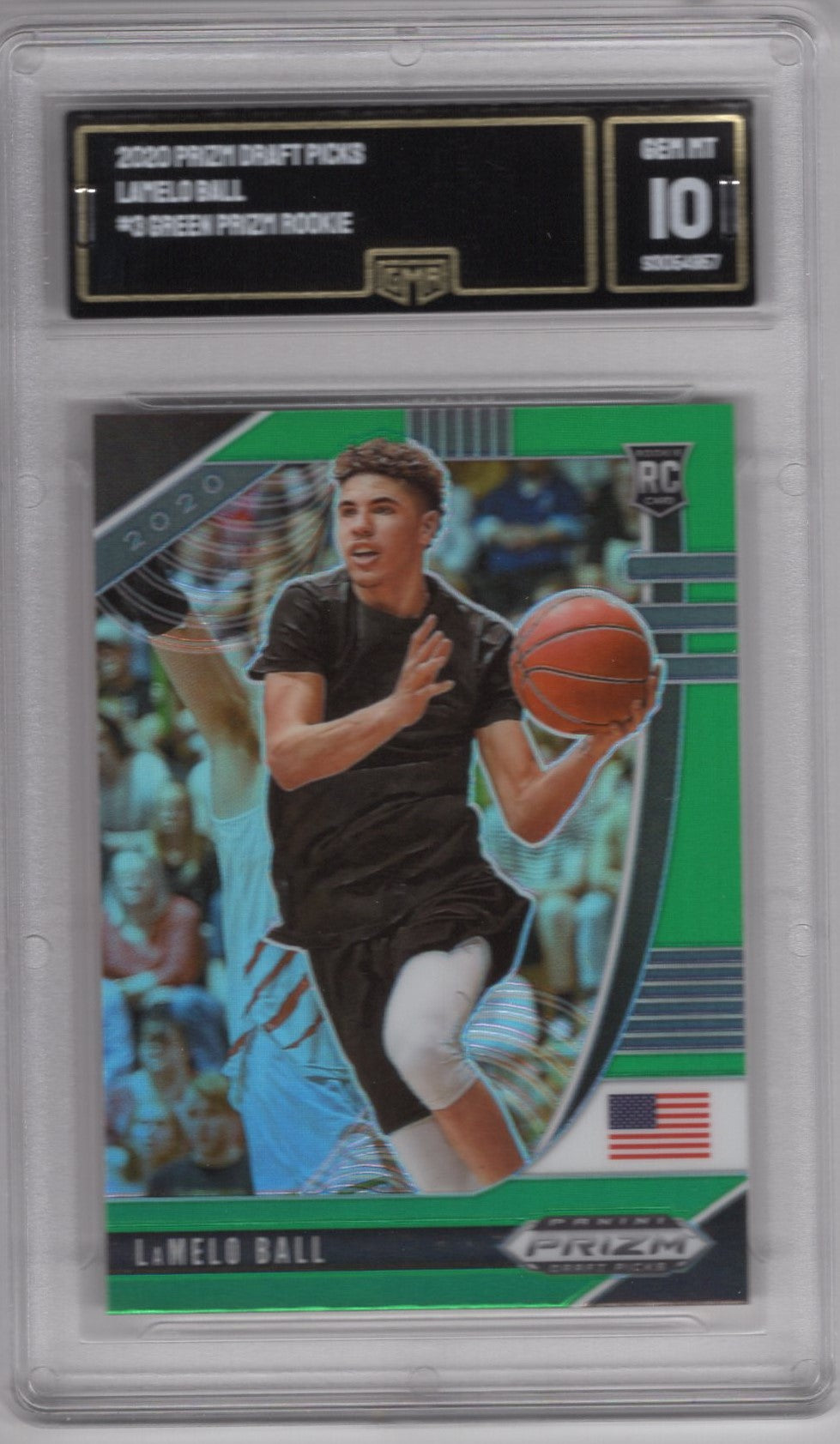 2020 PANINI PRIZM DRAFT PICKS LAMELO BALL #3 GREEN ROOKIE PRIZM