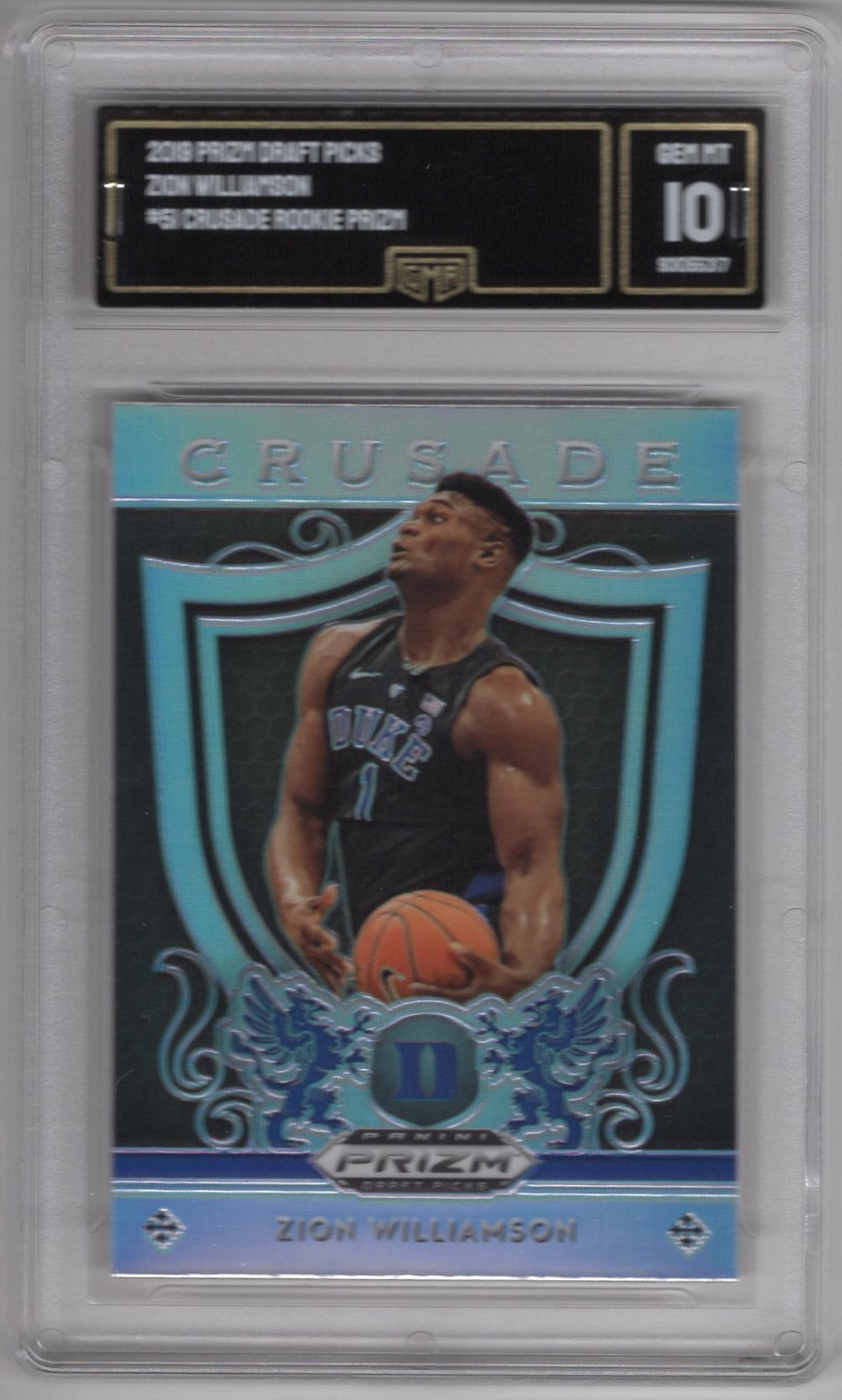 2019 PANINI PRIZM DRAFT PICKS ZION WILLIAMSON #51 CRUSADE SILVER PRIZM ROOKIE CARD GEM MINT 10