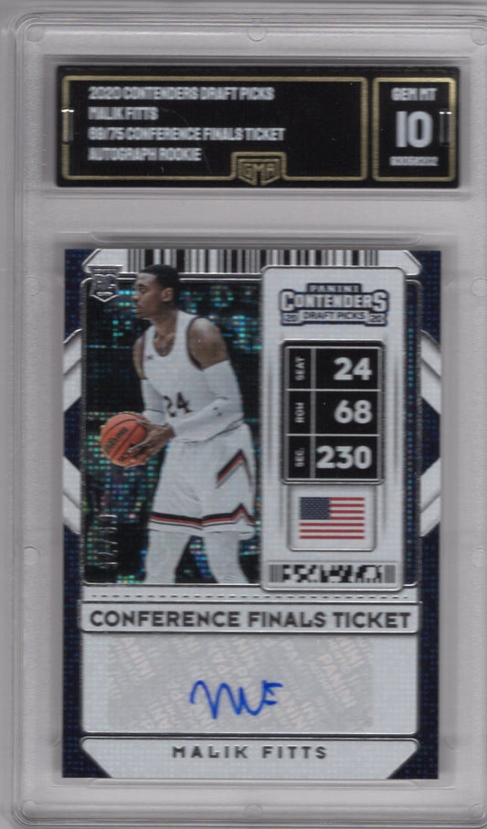 2020 PANINI CONTENDERS DRAFT PICKS MALIK FITTS CONFERENCE FINALS TICKET ROOKIE AUTO 69/75