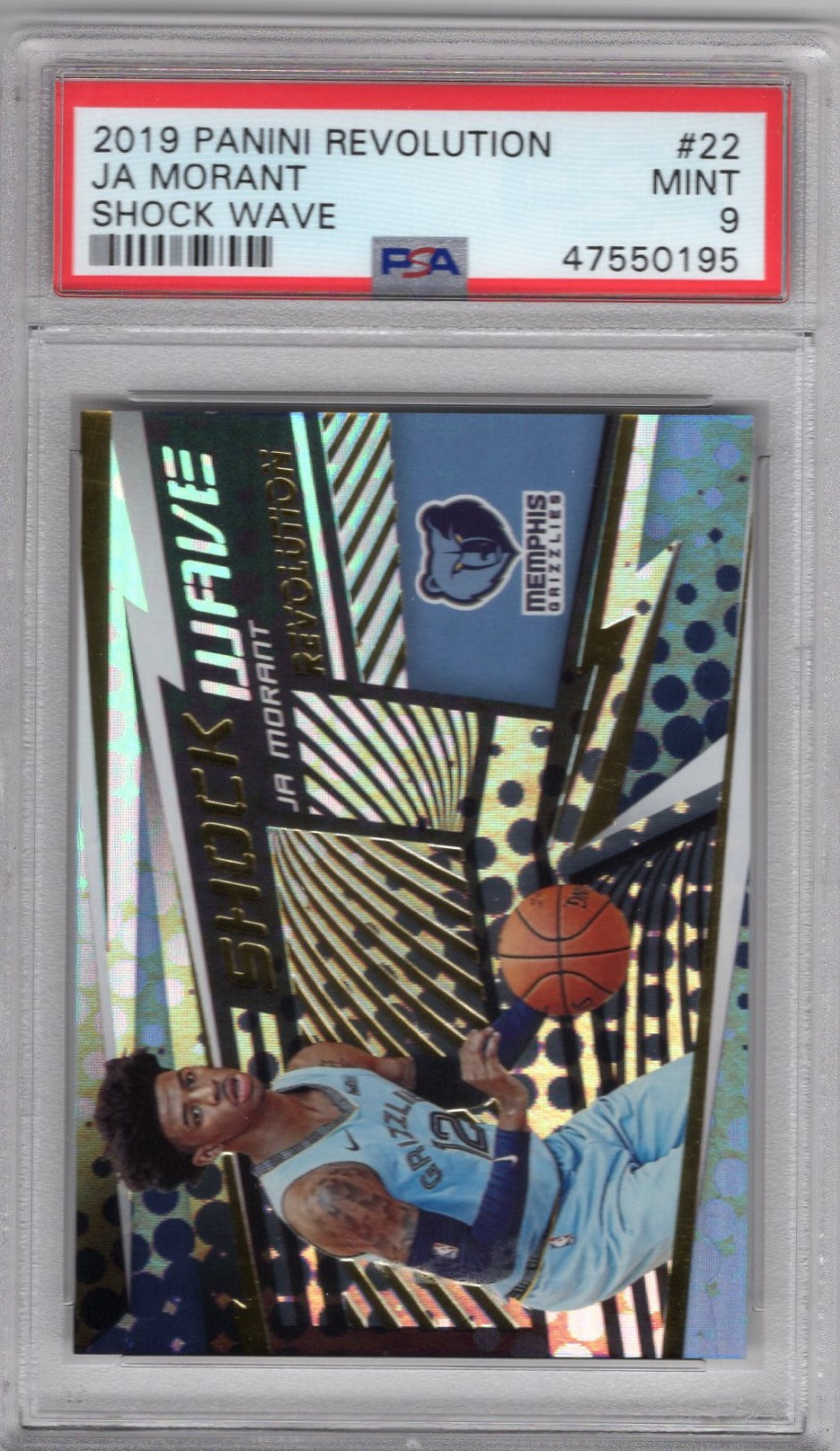 2019 PANINI REVOLUTION JA MORANT SHOCK WAVE #22 PSA 9 ROOKIE CARD