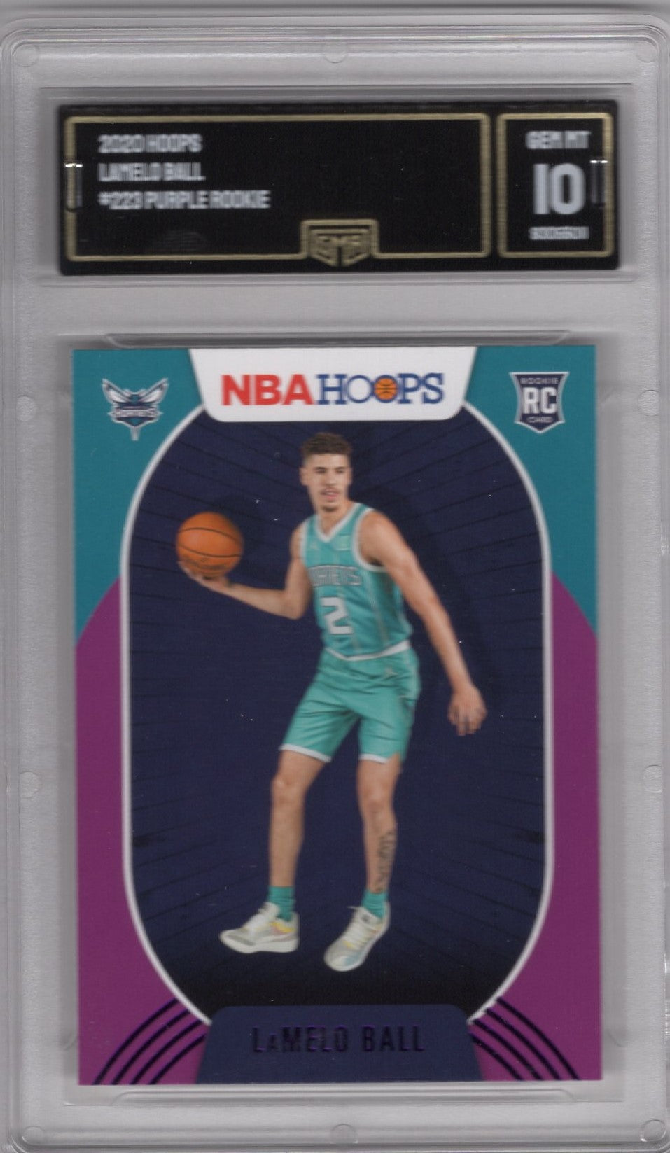 2020 NBA HOOPS LAMELO BALL ROOKIE #223 PURPLE PARALLEL GEM MINT 10