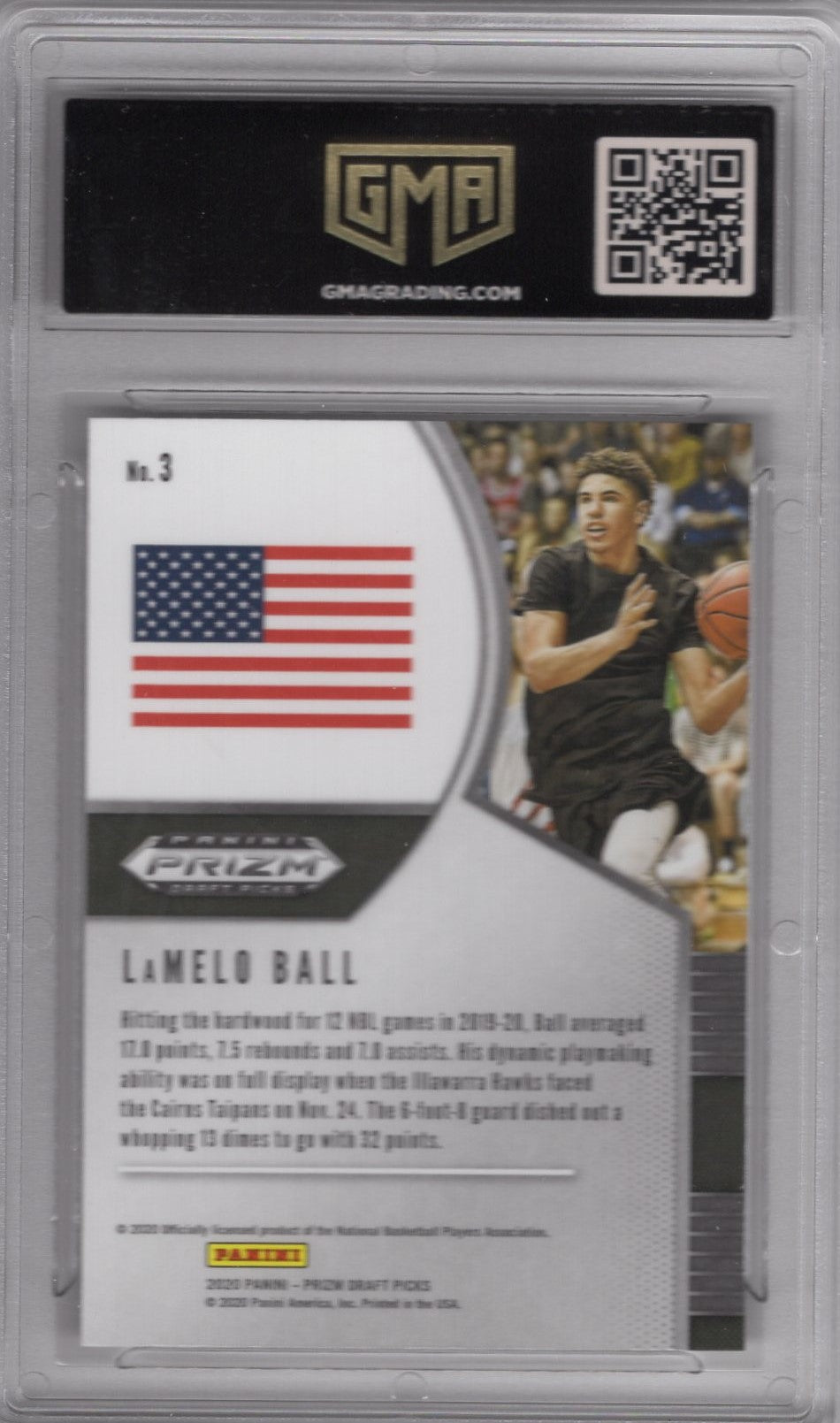 2020 PANINI PRIZM DRAFT PICKS LAMELO BALL #3 ROOKIE CARD GEM MINT 10