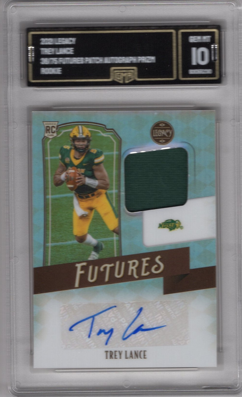 2021 LEGACY TREY LANCE FUTURES ROOKIE PATCH AUTO 36/75 SILVER PRIZM GEM MINT 10