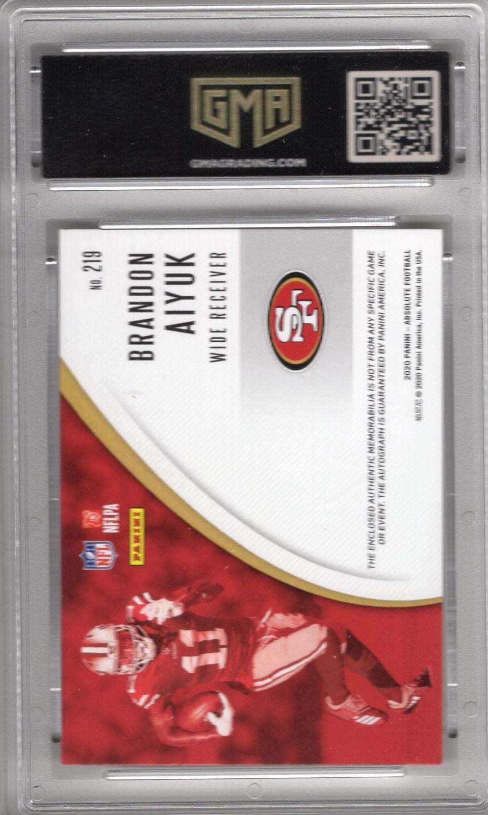 2020 ABSOLUTE FOOTBALL BRANDON AIYUK ROOKIE PREMIERE TRIPLE MATERIAL AUTOGRAPH 236/249