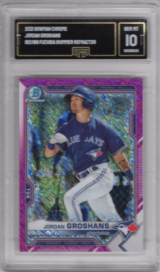 2021 BOWMAN CHROME JORDAN GROSHANS FUCHSIA SHIMMER REFRACTOR 182/199 PROSPECT