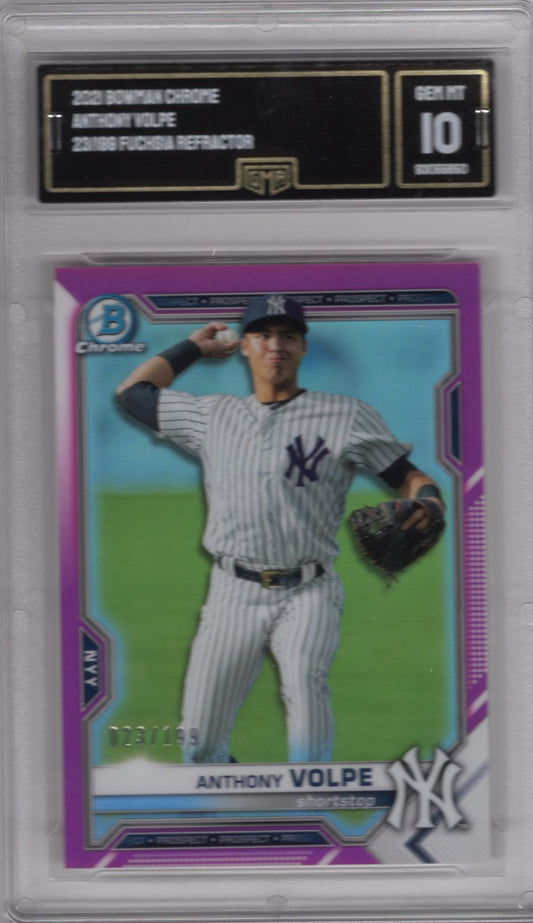 2021 BOWMAN CHROME ANTHONY VOLPE FUCHSIA REFRACTOR 23/199 GEM MINT 10