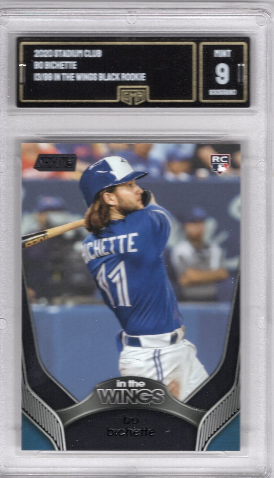 2020 STADIUM CLUB BO BICHETTE IN THE WINGS BLACK ROOKIE 13/99 MINT