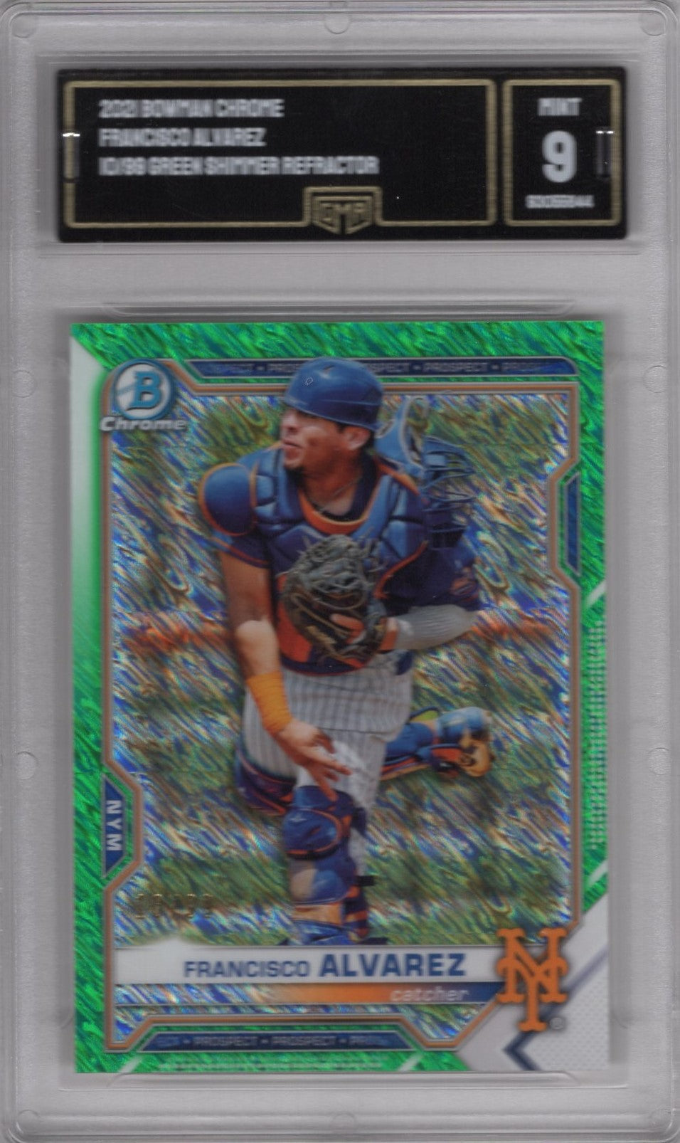 2021 BOWMAN CHROME FRANCISCO ALVEREZ GREEN SHIMMER REFRACTOR 10/99